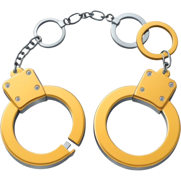 Minimalistic metallic handcuffs emoji, black and white, reflective metal, simple flat vector design, futuristic minimal style emoji