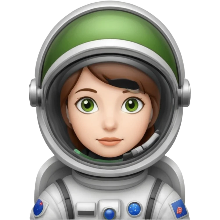 Astronauts, Young, female, white skin, green eyes, brown hair emoji
