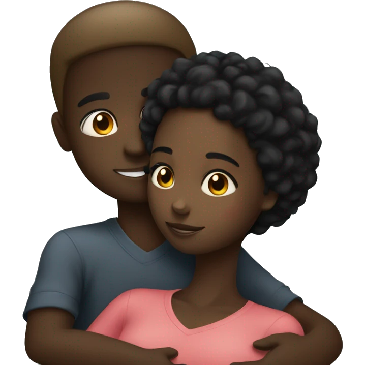 Black girl hugging black boy emoji