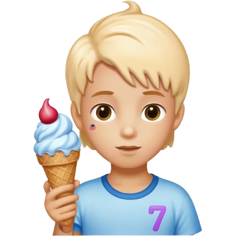 Kid with ice cream hair cut with 6 and 7 around his hands  emoji