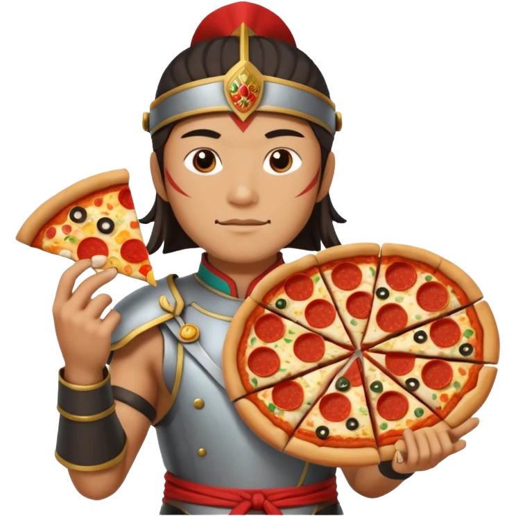 chinese ancient warrior with pizza emoji