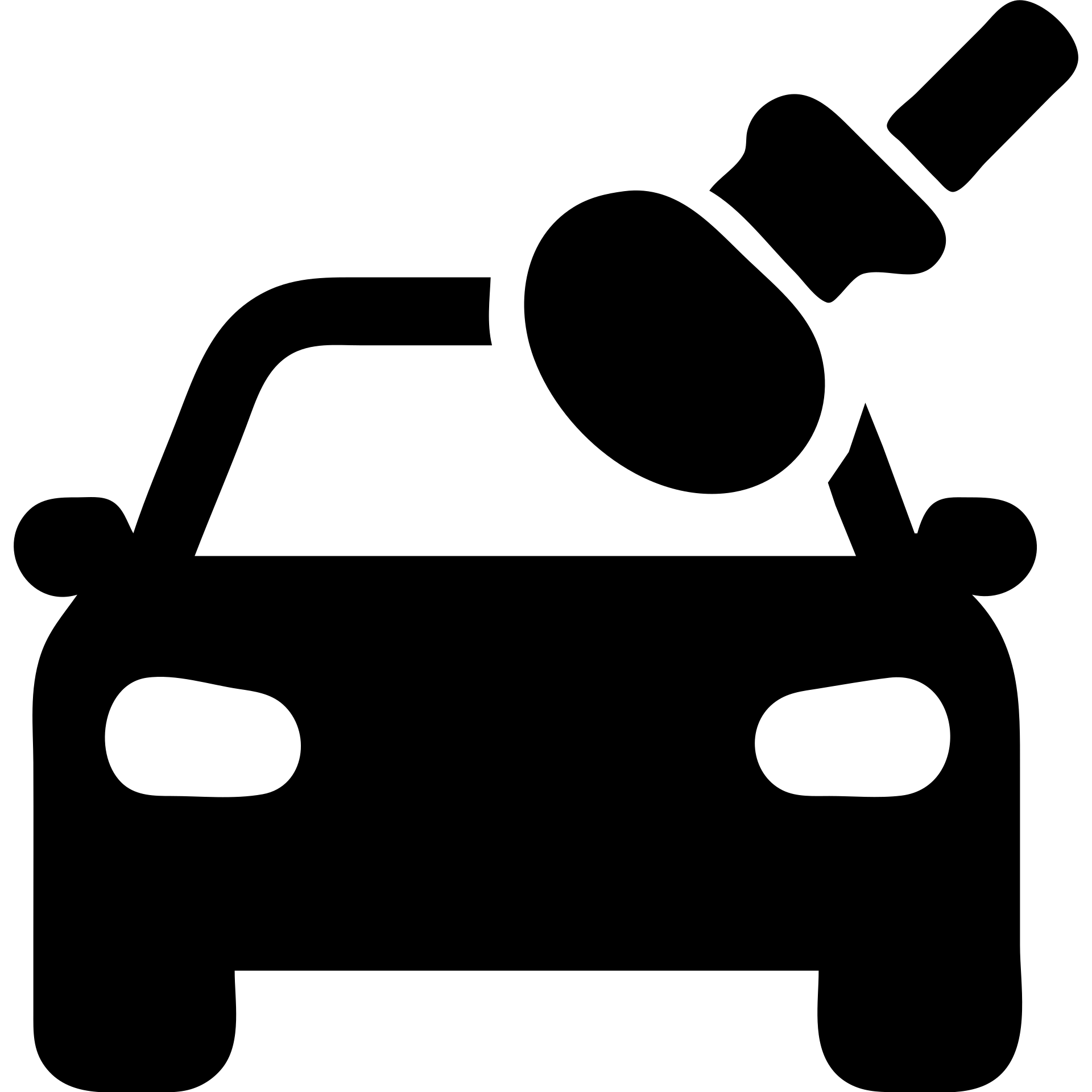 solid filled icon of a car with a polishing tool, representing Polish emoji
