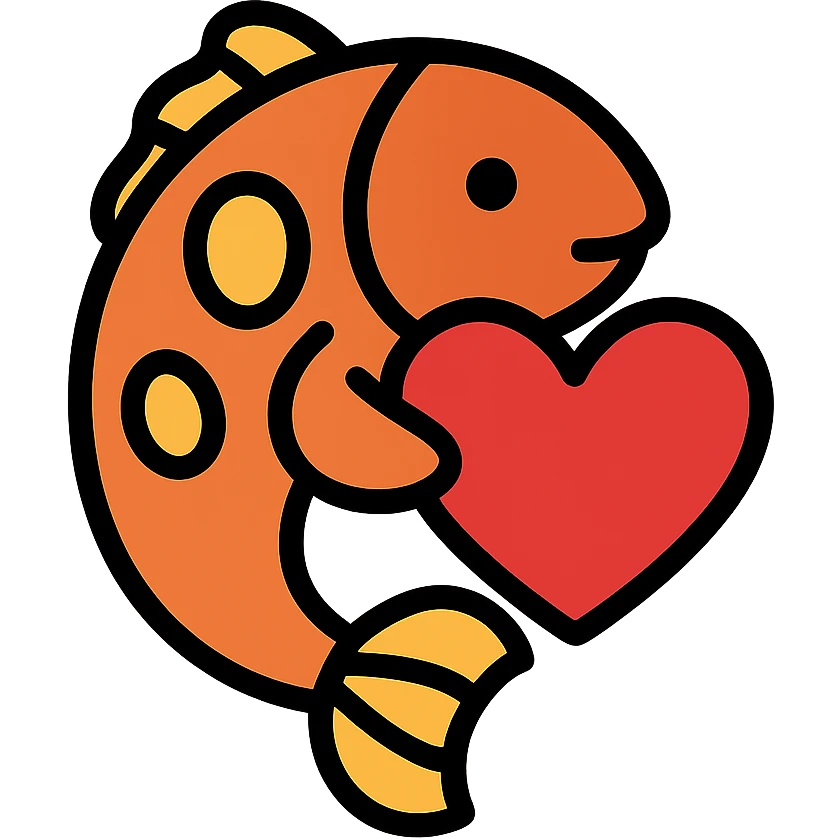 koi fish holding a heart emoji