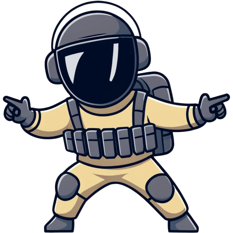SWAT team member doing a happy Friday dance, energetic pose emoji
