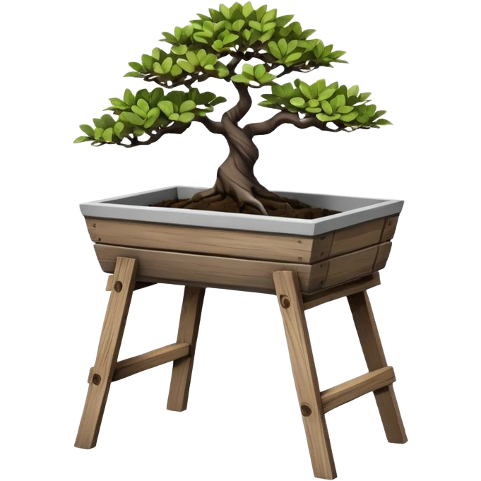 standing slanted bonsai pot Plant rack made from the wood of old oak pallets  emoji
