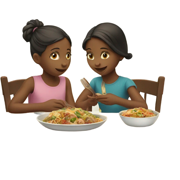 Siblings eating together  emoji