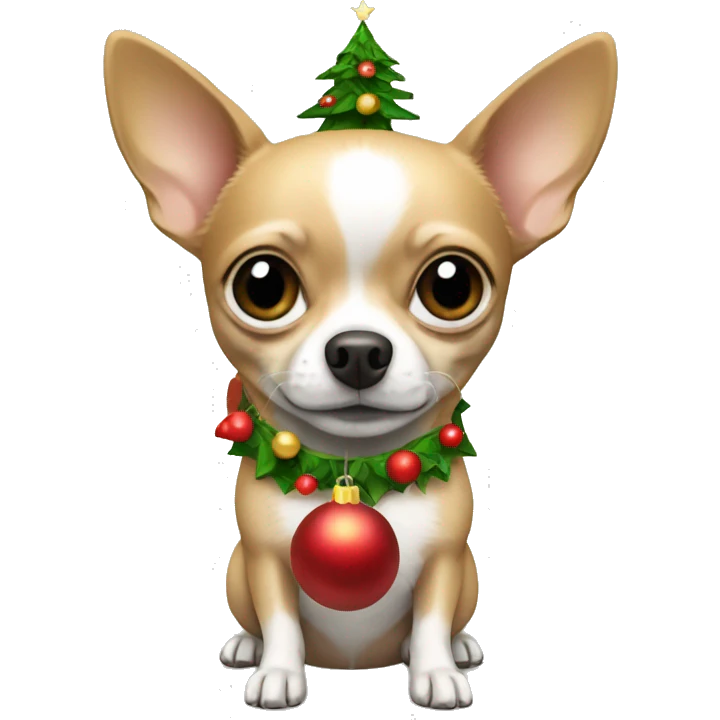 Chihuahua holding Christmas tree emoji