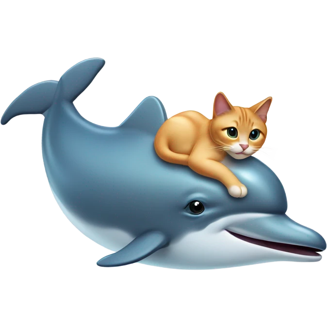 cat riding dolphin emoji