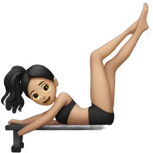 girl with white skin and black hair doing pilates  emoji