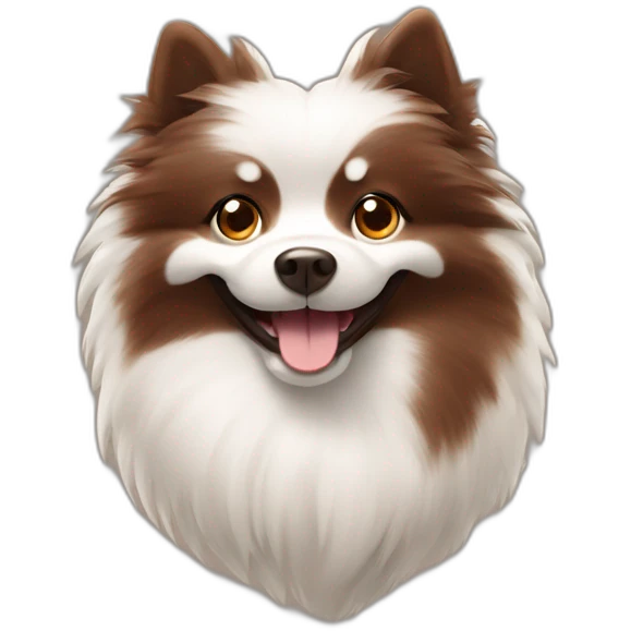 Spitz dog happy face chocolate brown hairy without white color emoji