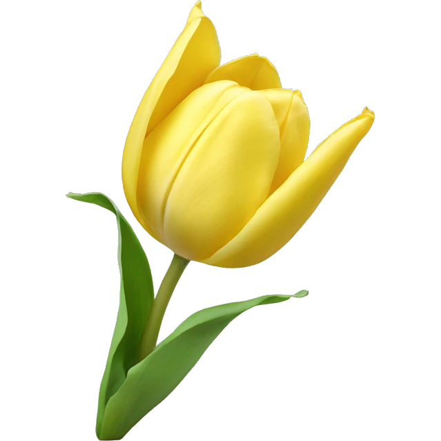 Single pastel yellow tulip with leaves emoji