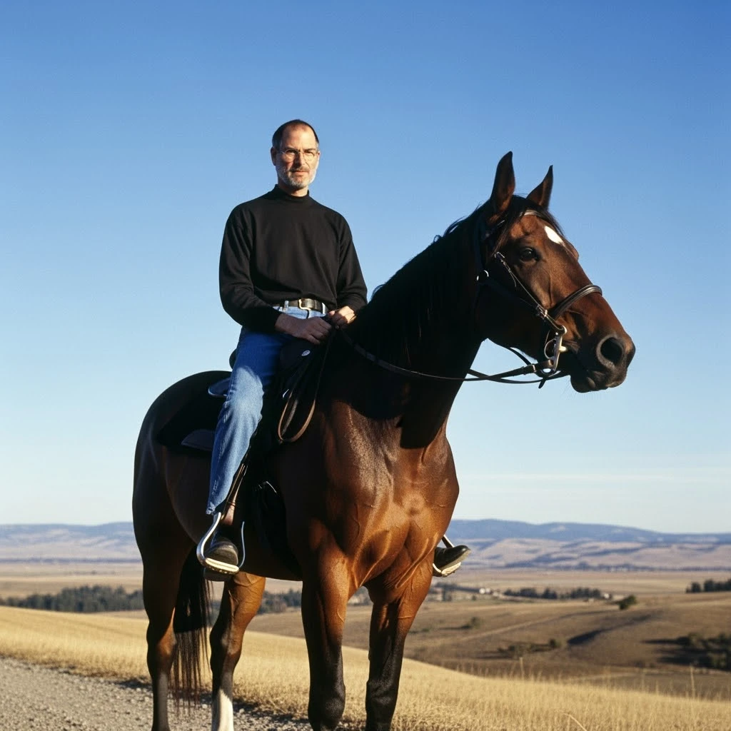 steve jobs riding a horse emoji
