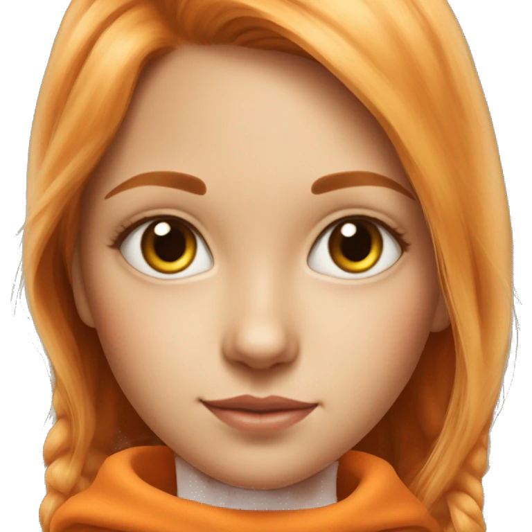 realistic portrait of girl and orange cat emoji