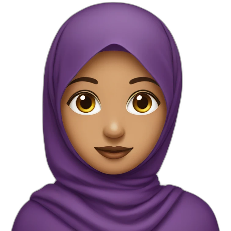 a beautiful south indian girl wearing hijab and purple dress emoji