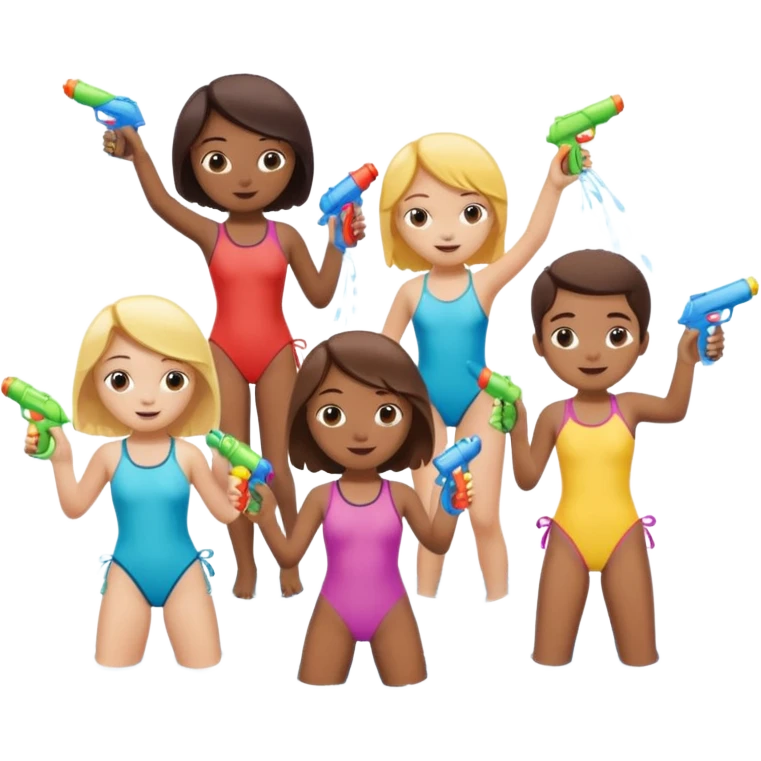 children playing with water guns emoji