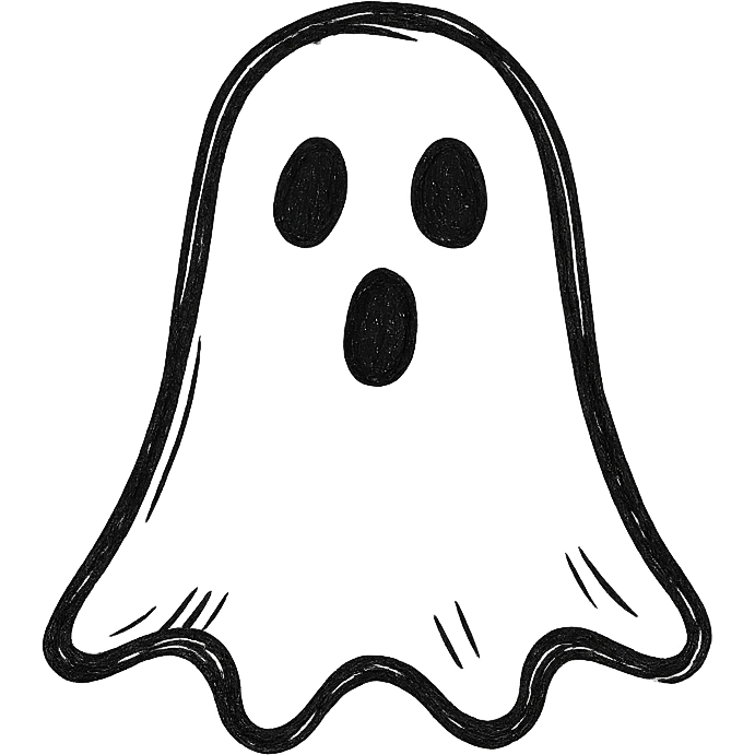 hand drawn outlined icon of a ghost, no fill emoji