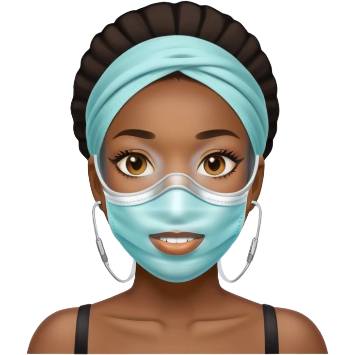 black woman with glassed braces and mask emoji