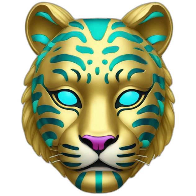 gold rainbow neon tiger Japanese mask emoji