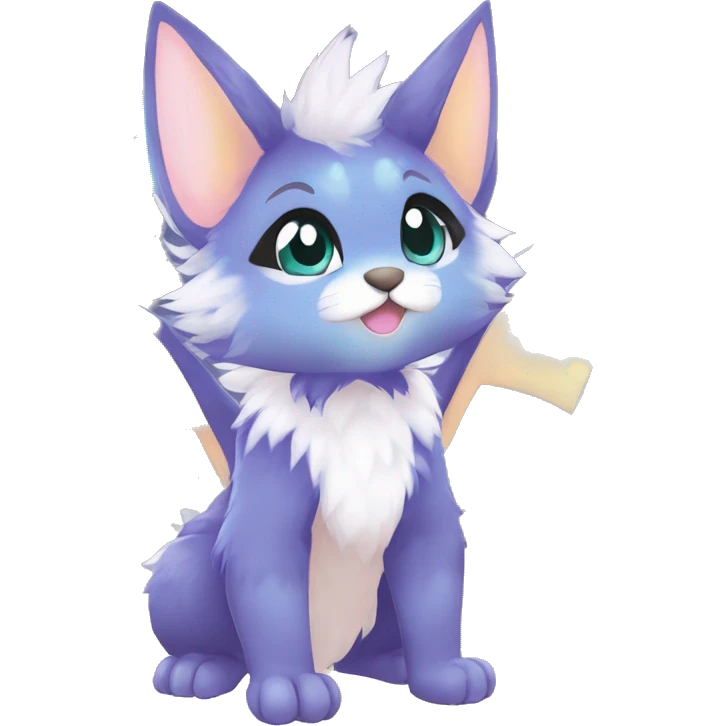 Anthro Scalie Fluffy Cool Cute Magical Shiny Colorful Pastel Sparkle Kemono-style Chibi Fantasy-Animal-Fakémon-Pokémon-Hybrid Fur Sona Aesthetic Full Body emoji