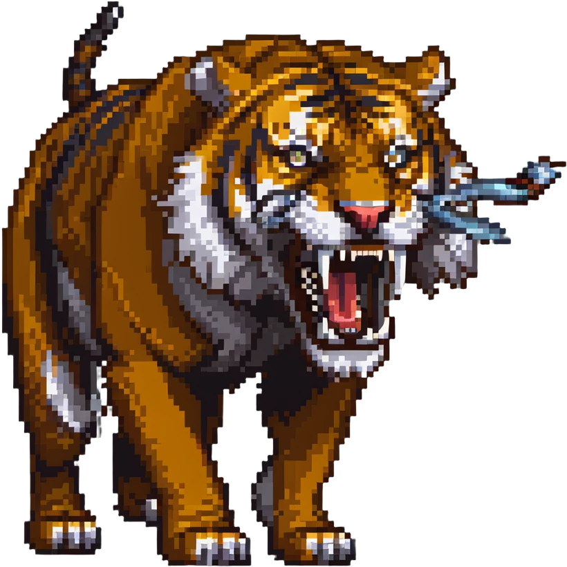 saber-toothed tiger with long fangs, ice age predator emoji