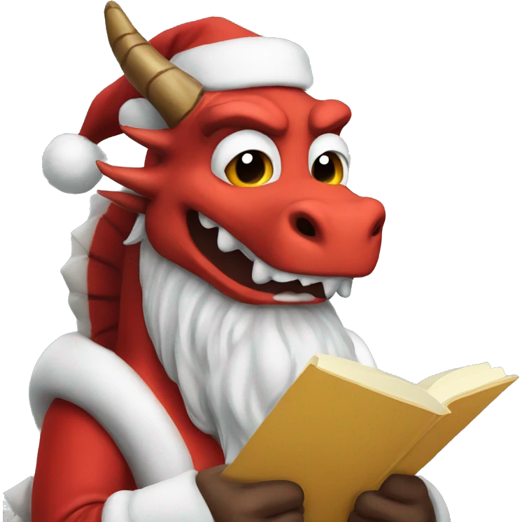Dragon Santa checking his list emoji