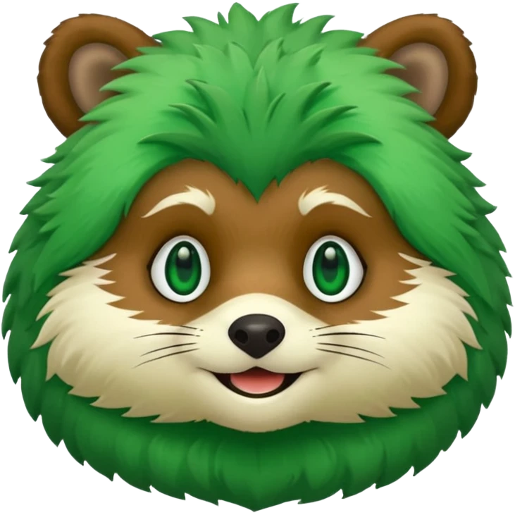 Green tanuki, all green body, only green tone colors emoji