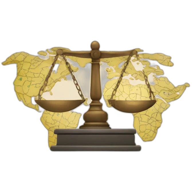 Justice scale with map pinpoint emoji