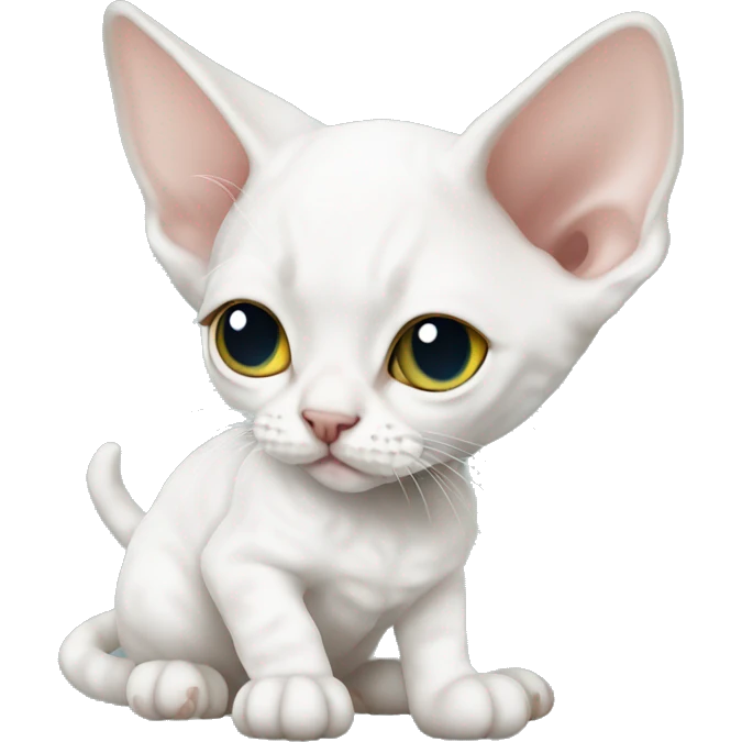 White Devon rex kitten emoji
