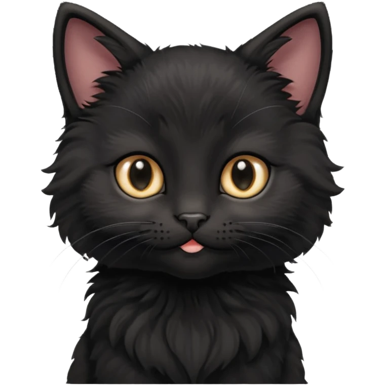 A photo-realistic digital illustration of a cute black kitten emoji