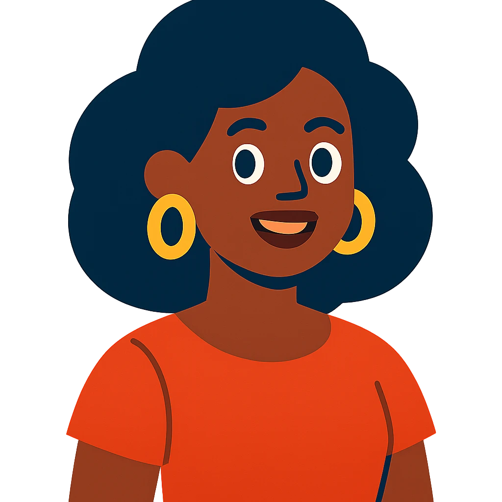brown woman, vibrant toon style emoji
