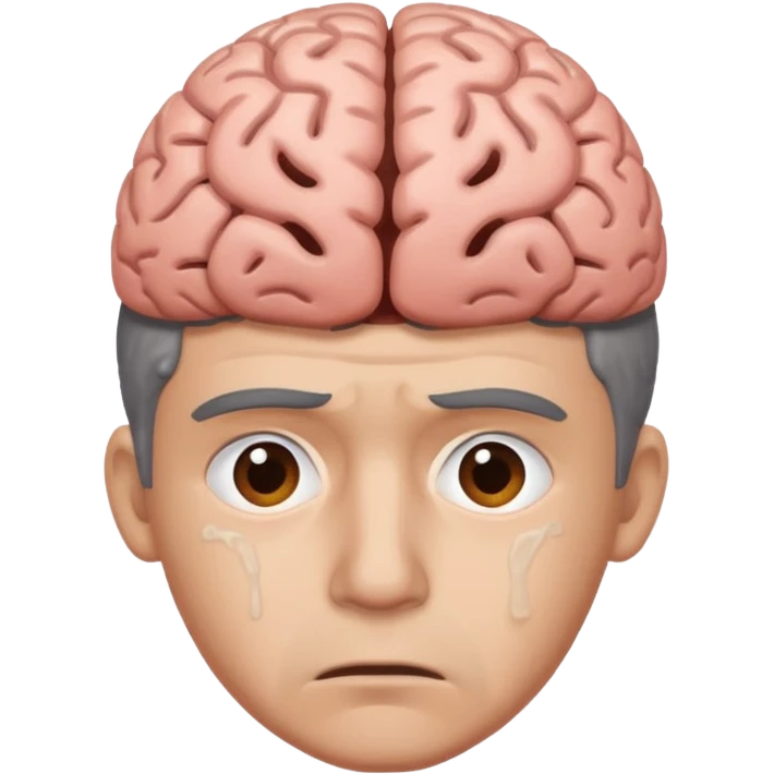a worried man that dont know what to do and with the brain out of your opened head emoji