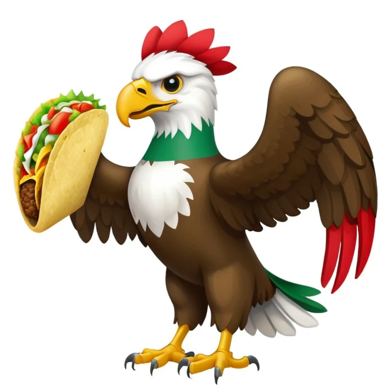 Mexican flag with eagle holding a taco instead of a snake emoji