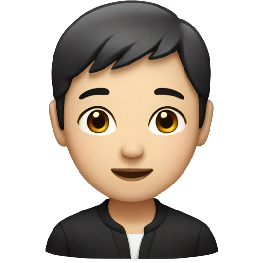 simple asian with black round glass and short hair emoji
