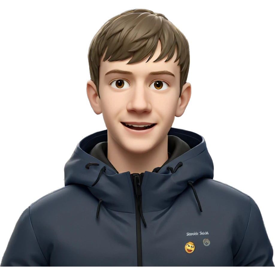 smiling boy in outdoor jacket emoji