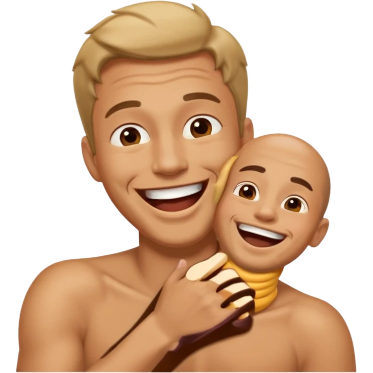 Guy laughing and holding neck emoji