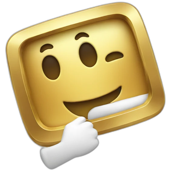 An emoji being happy holding youtube gold play button emoji