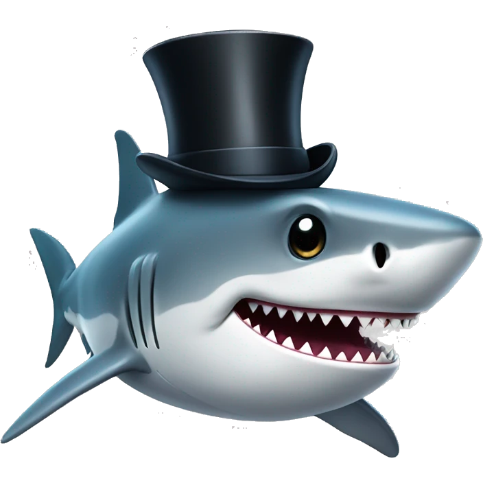 Shark with a top hat emoji
