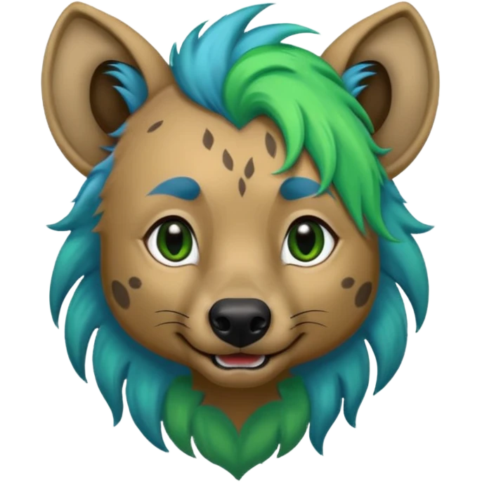 hyena withlong blue and green hair emoji