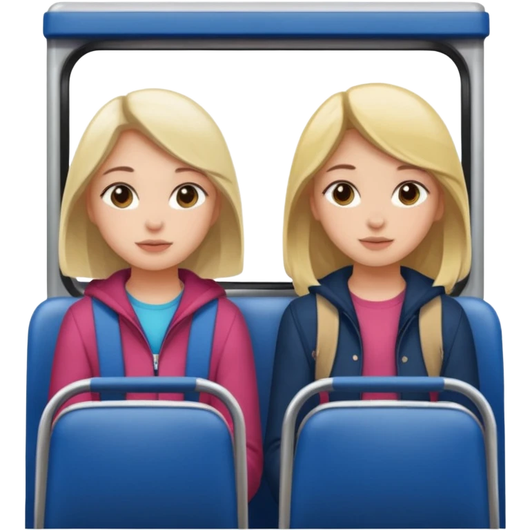 Two girls sitting on a bus emoji