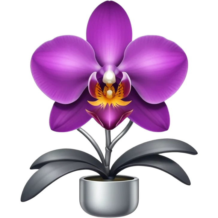 metallic gray chrome minimalistic orchid emoji