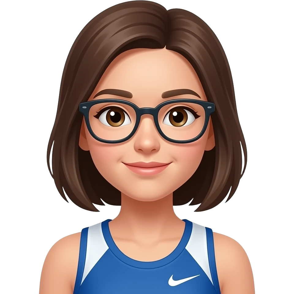 young girl athlete with glasses emoji