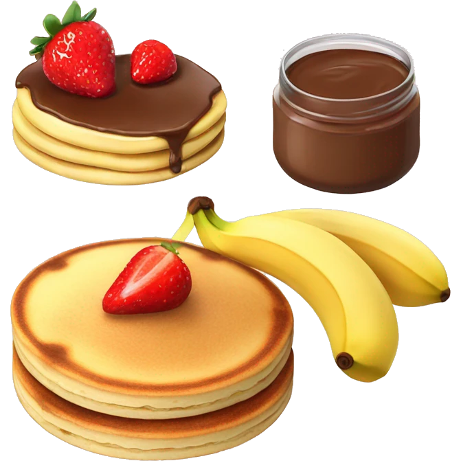 Pancake with Nutella an strawberry and banana emoji