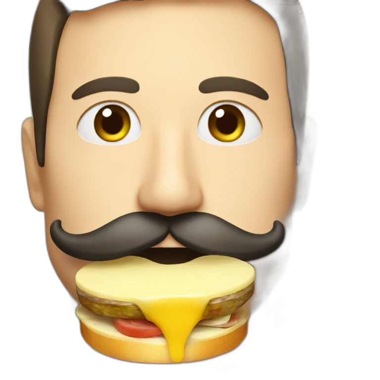 Men mustache eating raclette emoji