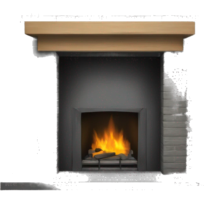 Fireplace with grey brick and wood emoji