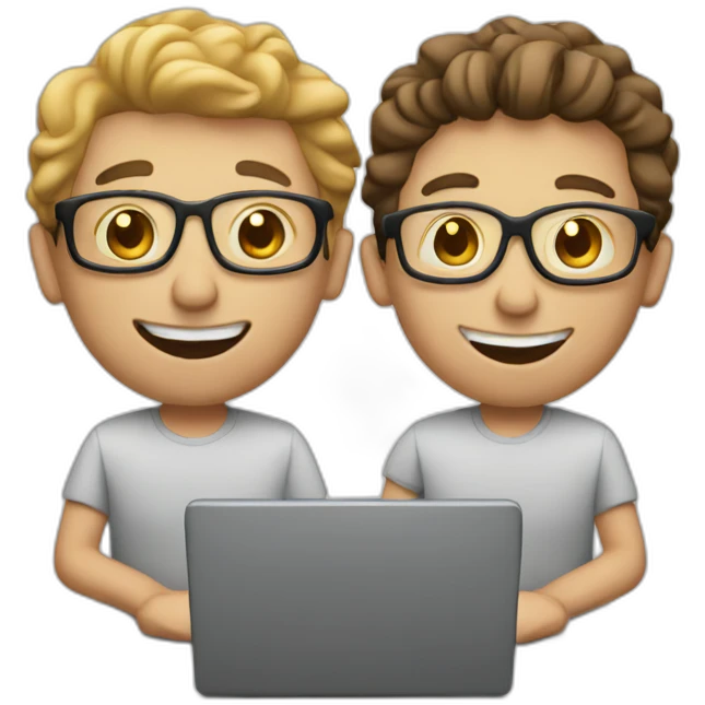 three white males with laptops emoji