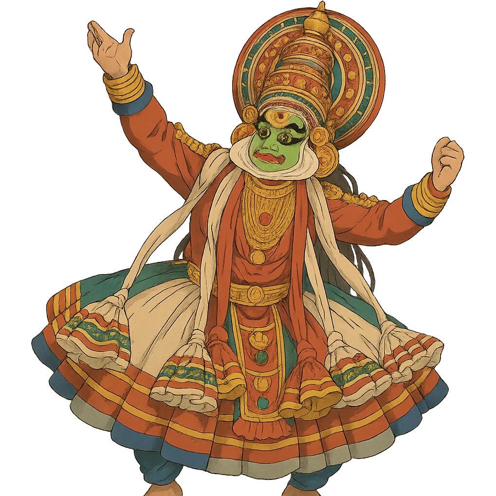 Kathakali performer with ornate costume and expressive pose emoji
