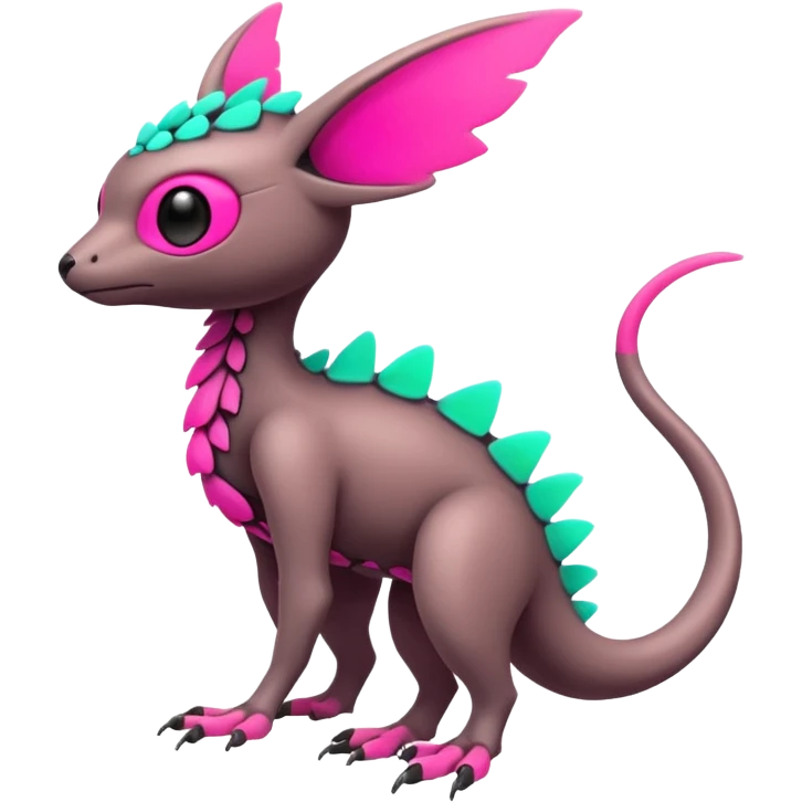 futuristic lush warm-colored neon-colored Fakémon-Trico-creature (full body) emoji