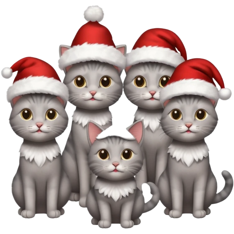 grey cats with Christmas hats emoji