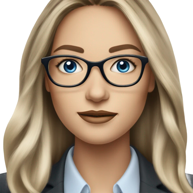 Shoulder length Balayage pale beautiful corporate woman with glasses and blue eyes emoji
