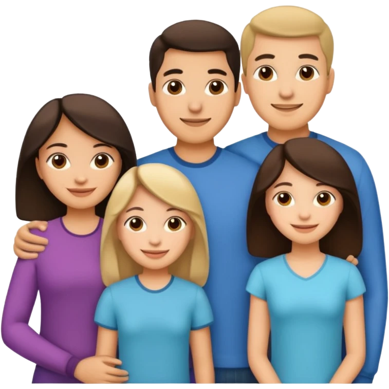 Light skin Hispanic family of 6 mom, dad, two 20 yr old daughters, 20 year old son, and 10 year old daughter emoji